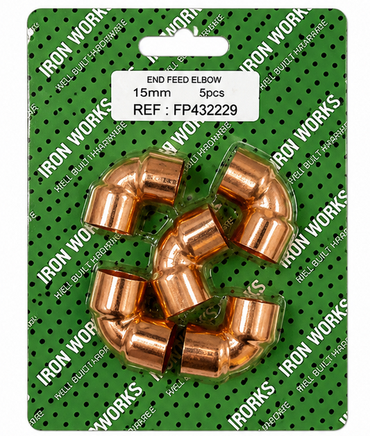 Iron Works 15mm End Feed Elbows 5 Pack – Copper 90° Plumbing Fittings