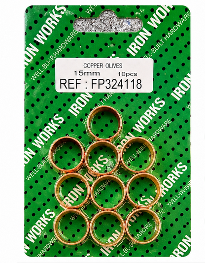 Iron Works 15mm Copper Olives 10 Pack – Compression Fitting Rings FP324118 - Default Title