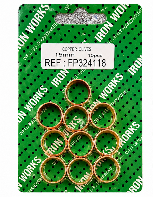 Iron Works 15mm Copper Olives 10 Pack – Compression Fitting Rings FP324118