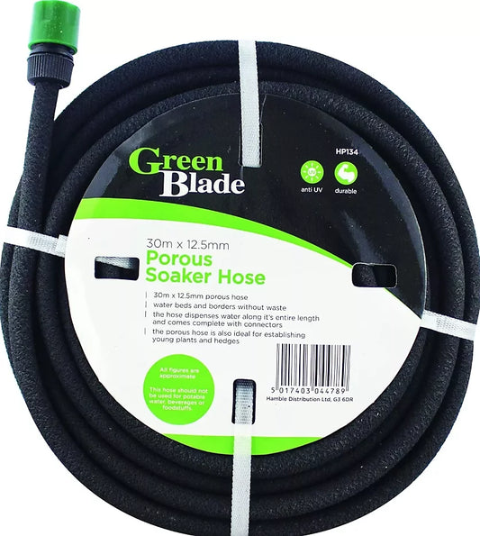 Green Blade 30m x 12.5mm Porous Soaker Hose - Black