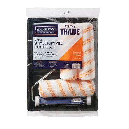 Hamilton For The Trade 9" Medium Pile Roller Set 5 Piece Kit – Tray, Frame & Sleeves