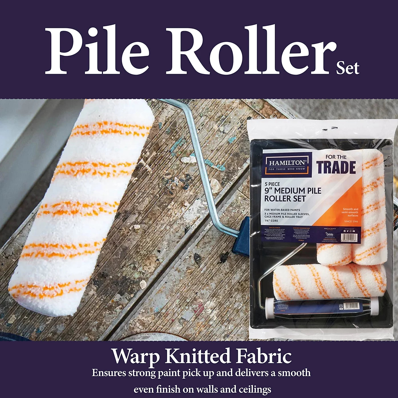 Hamilton For The Trade 9" Medium Pile Roller Set 5 Piece Kit – Tray, Frame & Sleeves