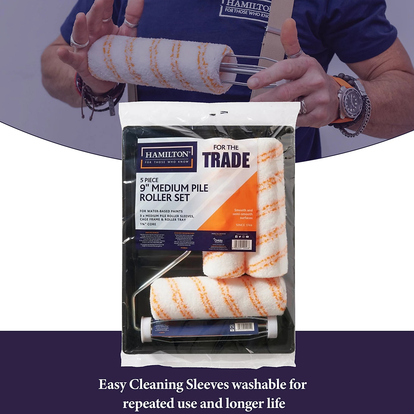 Hamilton For The Trade 9" Medium Pile Roller Set 5 Piece Kit – Tray, Frame & Sleeves