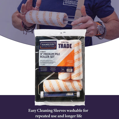 Hamilton For The Trade 9" Medium Pile Roller Set 5 Piece Kit – Tray, Frame & Sleeves