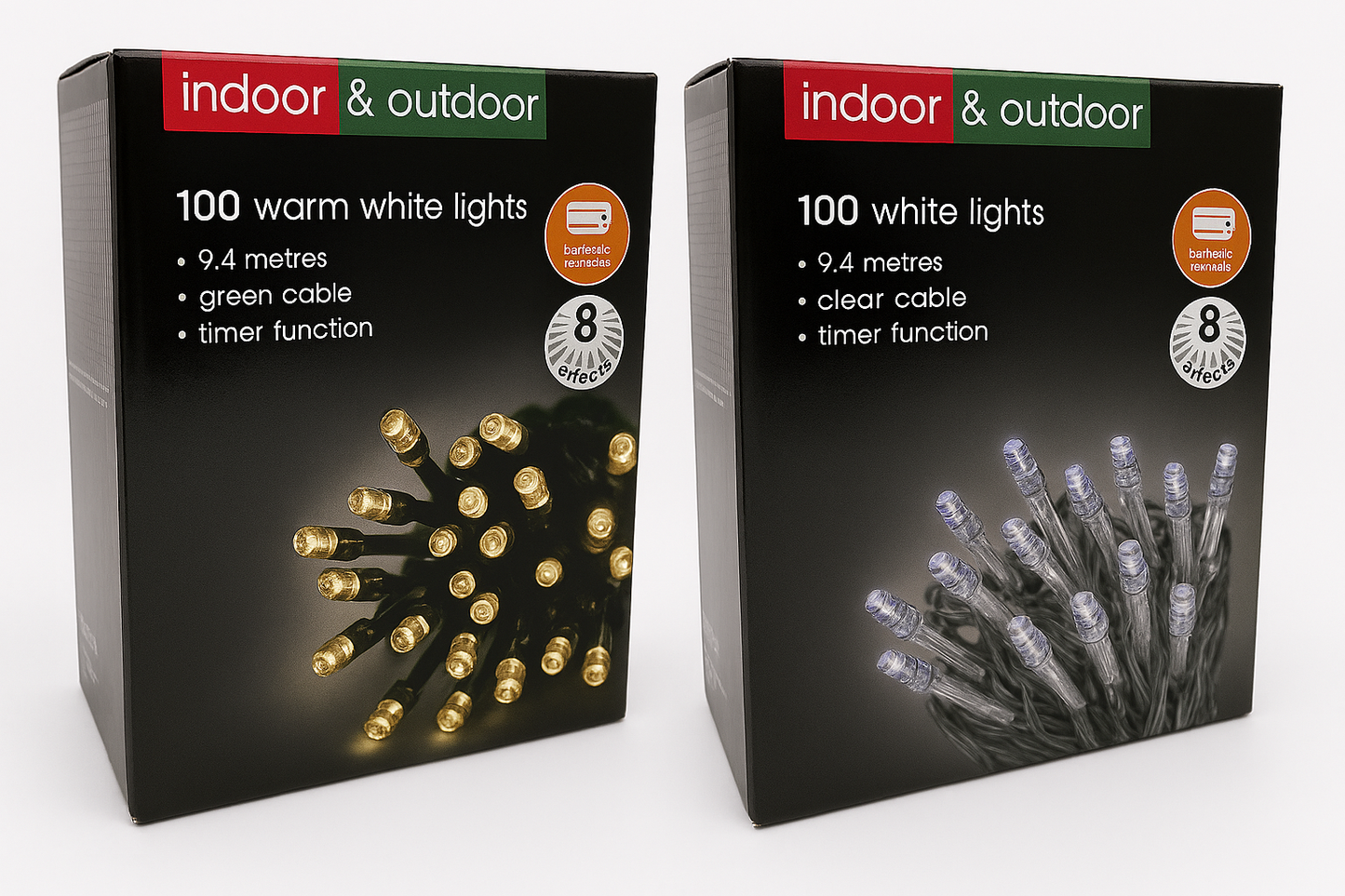 100 Indoor & Outdoor Lights – Timer & 8 Effects, 9.4 metres, Colour Options