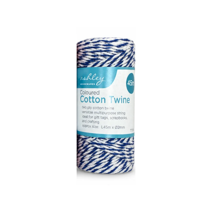 twine blue-white on white background