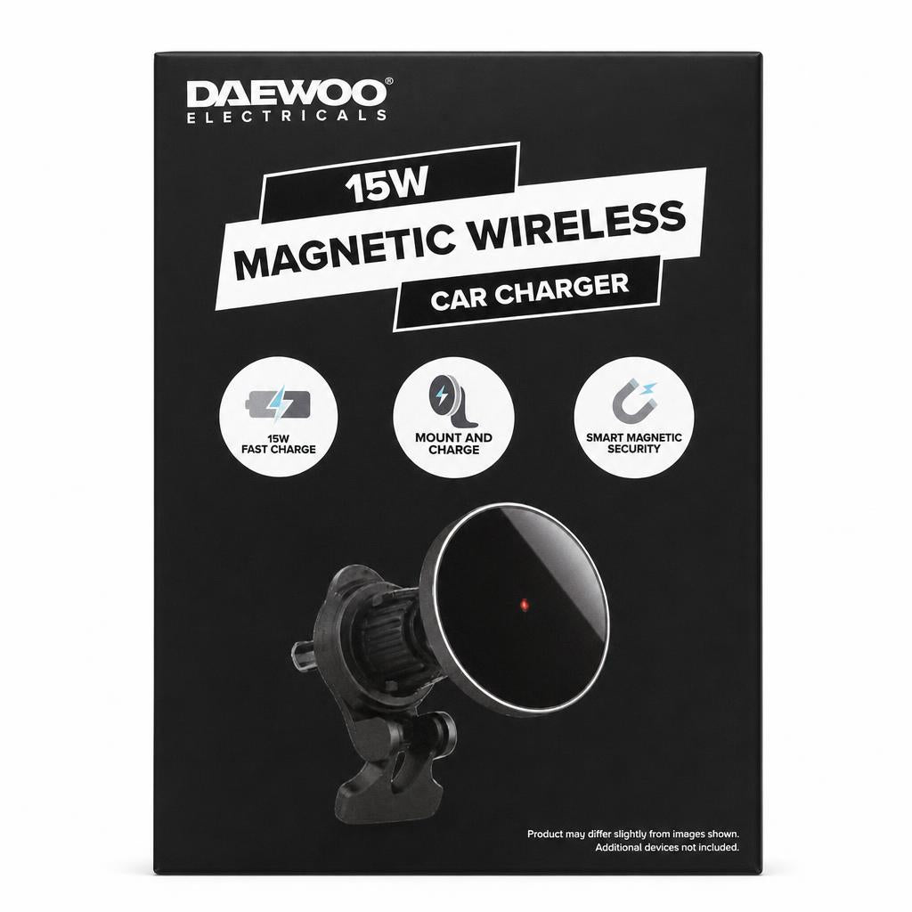 Daewoo 15W Magnetic Wireless Car Charger packaging front view