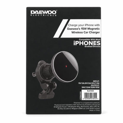 Daewoo 15W Magnetic Wireless Car Charger packaging back view