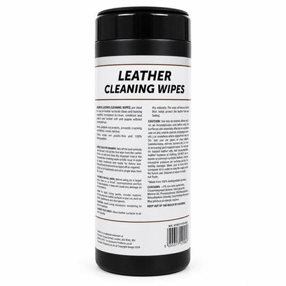 Auto Extreme Leather Cleaning Wipes packaging back with instructions