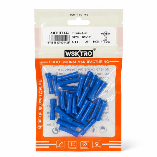 Front packaging of WSKTRO Blue Terminal Connectors showing product details