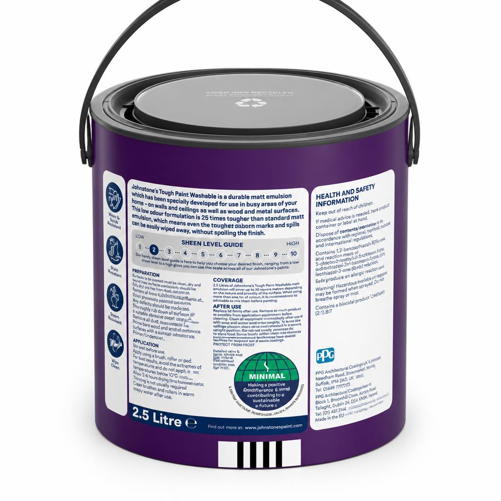 Johnstone's Tough Paint Washable paint can back