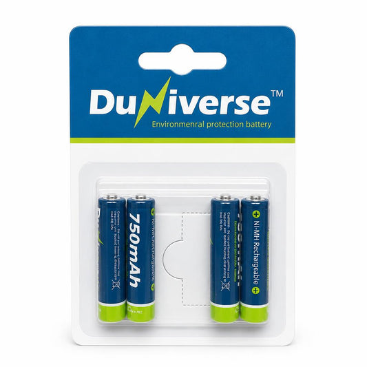 DuNiverse NiMH Rechargeable Batteries AAA 750mAh on blister pack
