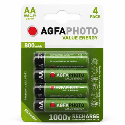 AgfaPhoto AA 800mAh Rechargeable Batteries - Front Packaging