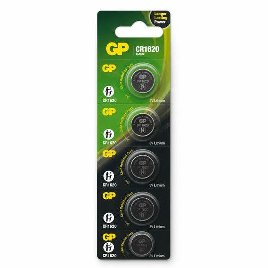 Front view of GP CR1620 3V Lithium Batteries packaging