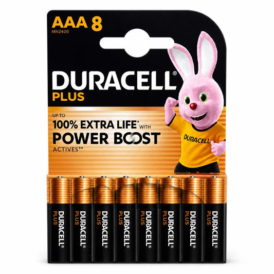 Duracell Plus AAA Batteries Pack of 8 Front Packaging