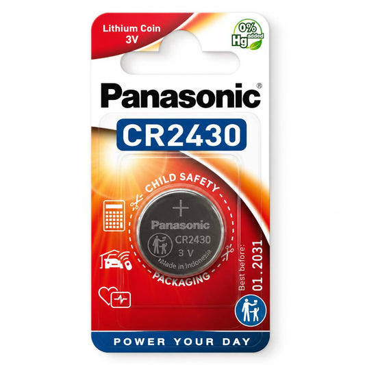 Panasonic CR2430 lithium coin battery packaging front view
