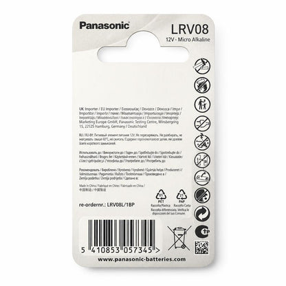 Back of Panasonic LRV08 Battery Packaging