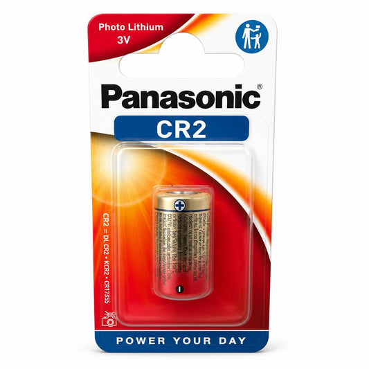 Front view of Panasonic CR2 Photo Lithium Battery 3V packaging