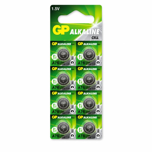 Front view of GP Alkaline Cell A76 1.5V Pack of 10