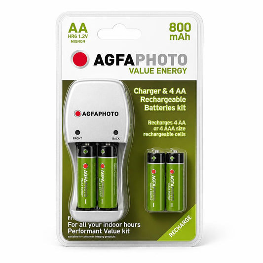 AgfaPhoto Charger & 4 AA Rechargeable Batteries packaging front