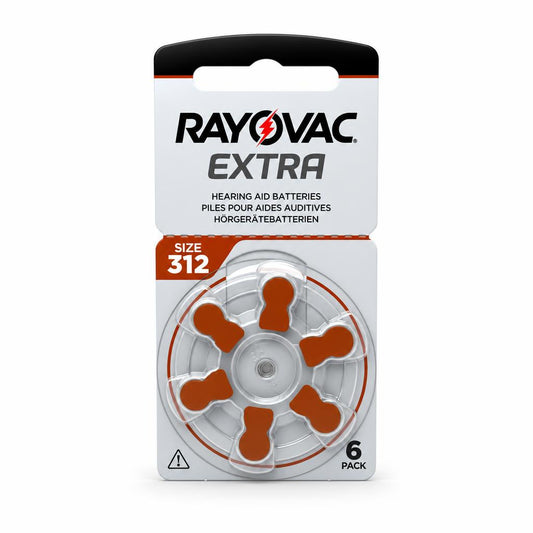 Rayovac Extra 312 Hearing Aid Batteries 6 Pack front