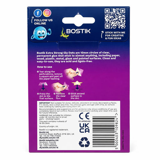 Bostik Glu Dots packaging back view