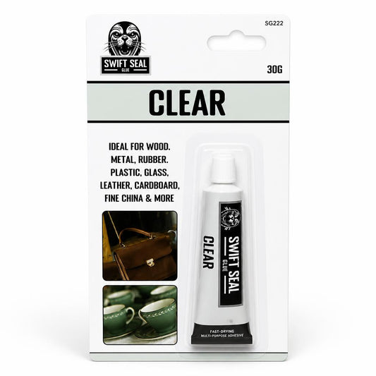 Front packaging of Swift Seal Clear Glue 30g