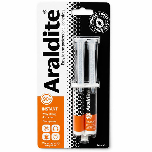 Front packaging of Araldite Instant 90 Sec Epoxy Adhesive