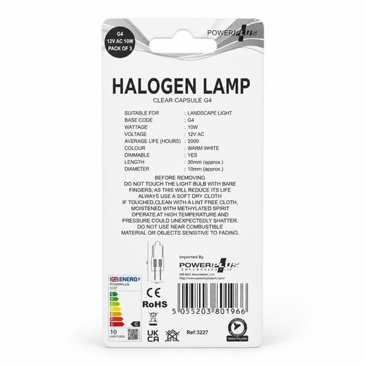 PowerPlus Halogen Lamp 10W packaging back