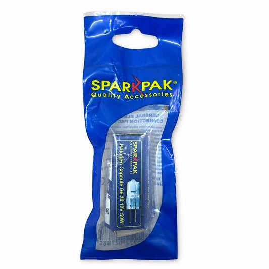 Front packaging of Sparkpak Halogen Capsule G6.35 12V 50W