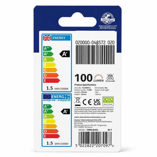 Maxim LED light bulb packaging back view