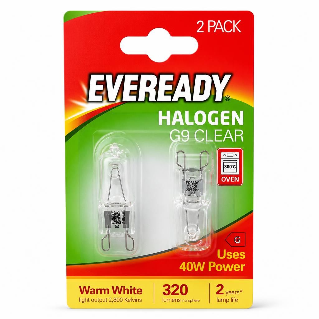 Front packaging of Eveready Halogen G9 40W Bulb