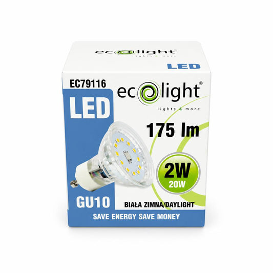 Ecolight LED GU10 Lamp 2W in packaging