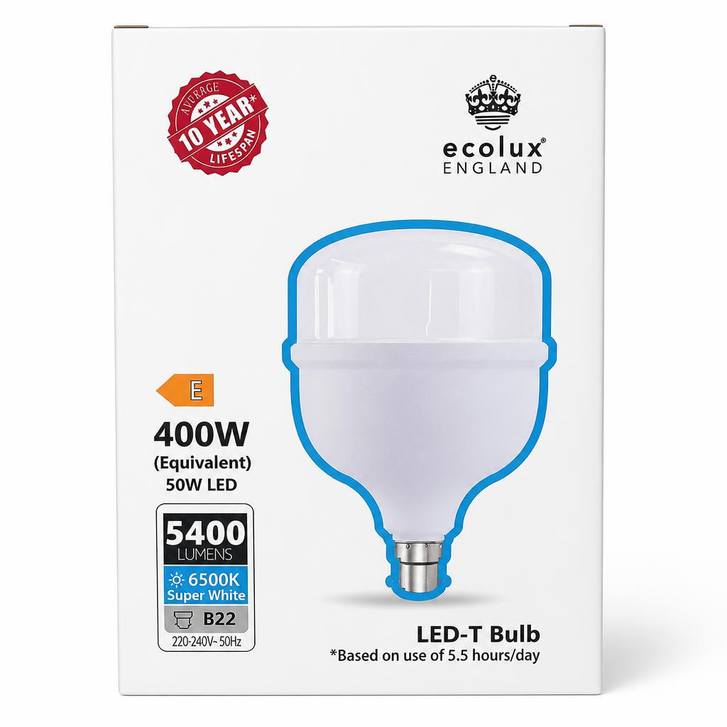 Ecolux 50W LED-T Bulb Front Packaging