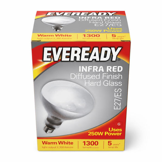 Front view of Eveready Infrared Diffused Finish Bulb packaging