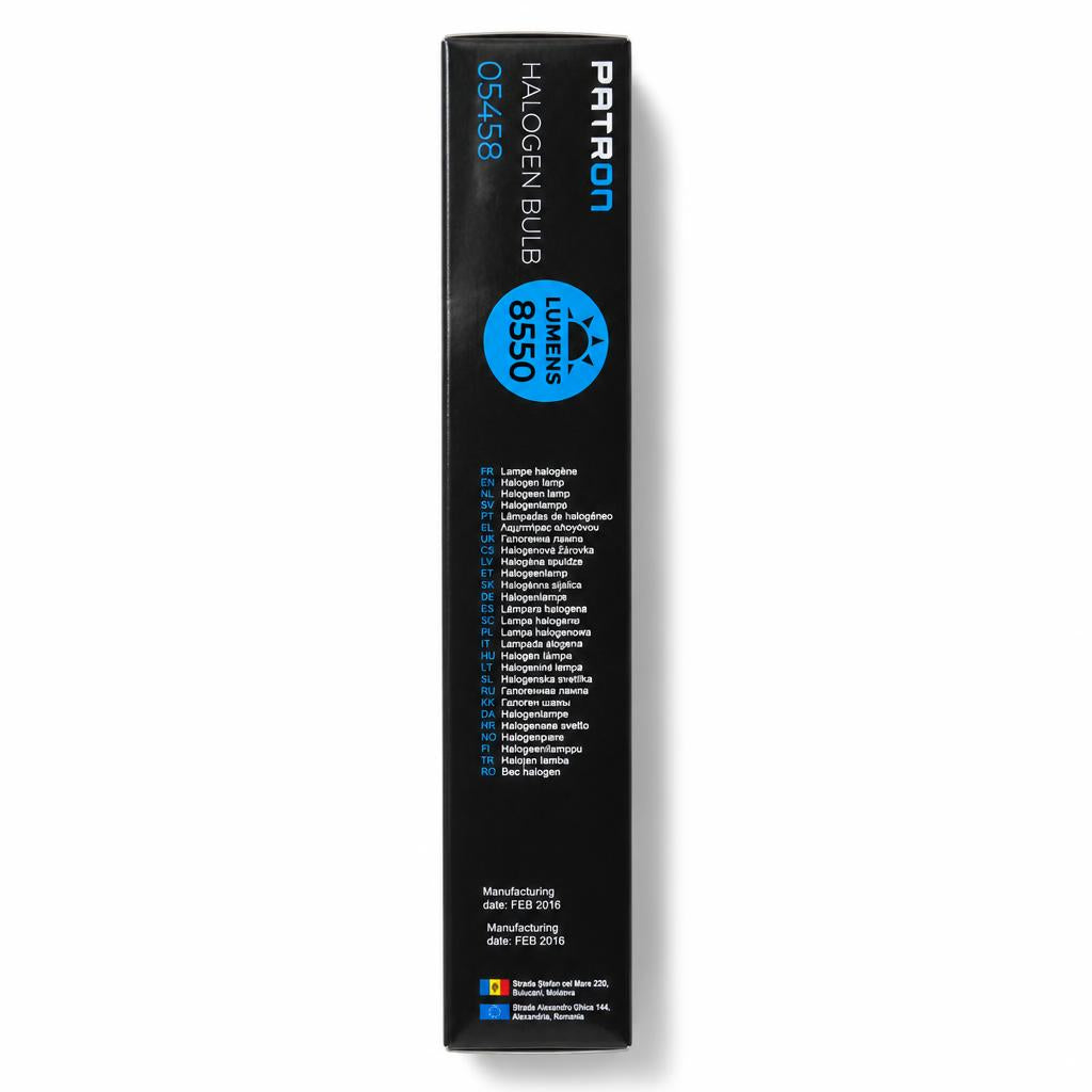 Patron Halogen Bulb packaging side view