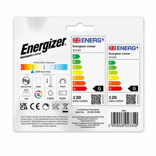 Energizer Halogen Linear R7S/J78 bulbs back packaging