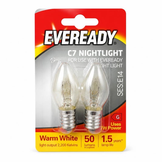 Eveready C7 Nightlight bulbs in retail packaging front view