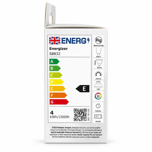 Energizer LED MR16 light bulb packaging back view