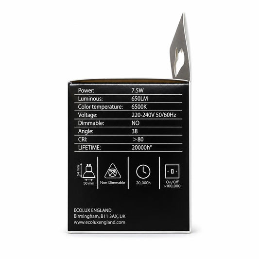 Ecolux England LED GU10 Bulb Packaging Back