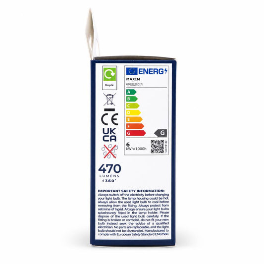 Maxim LED 40W bulb packaging back view