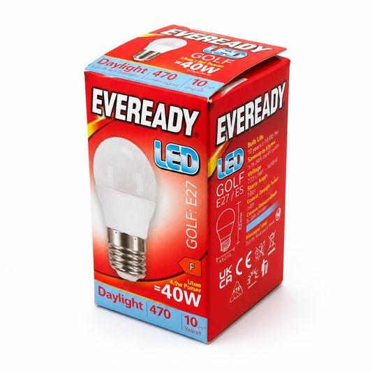 Eveready LED Golf E27 Bulb Packaging Front View