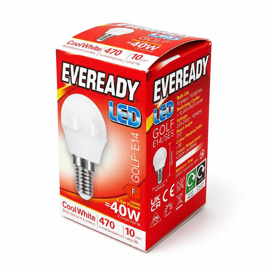 Eveready LED Golf E14 S/E bulb packaging - front view