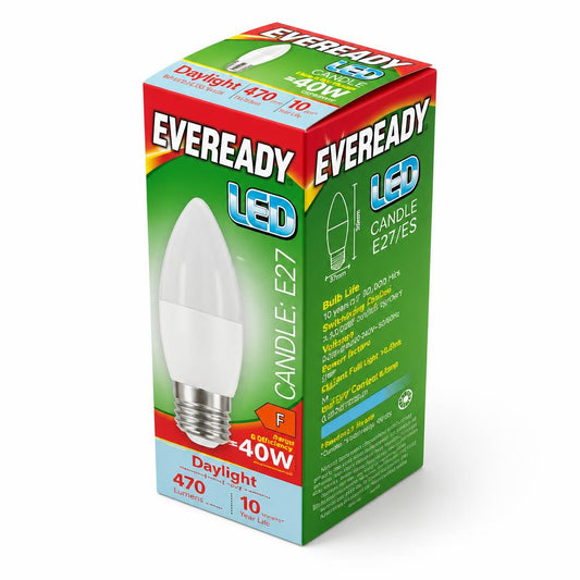 Eveready LED Candle E27 Daylight 40W Bulb Packaging Front