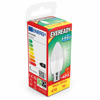 Eveready LED Candle B22 Warm White 40W Back Packaging