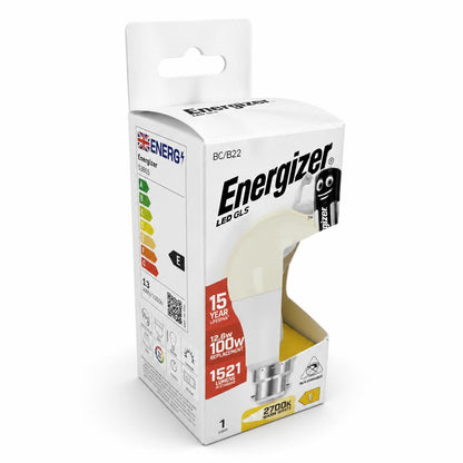 Energizer LED GLS BC/B22 Light Bulb Packaging Back