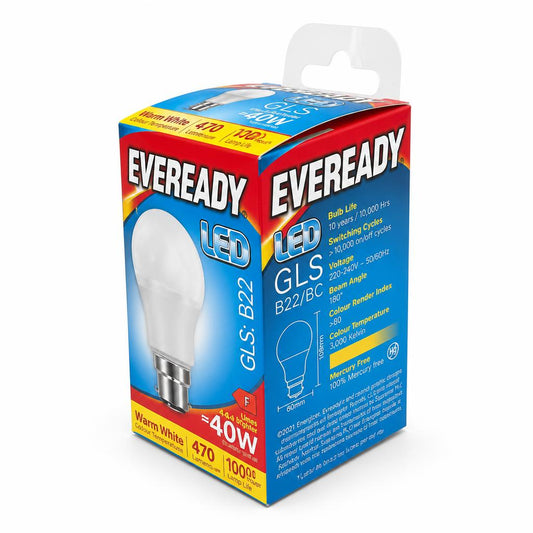 Eveready LED GLS Warm White Bulb packaging back