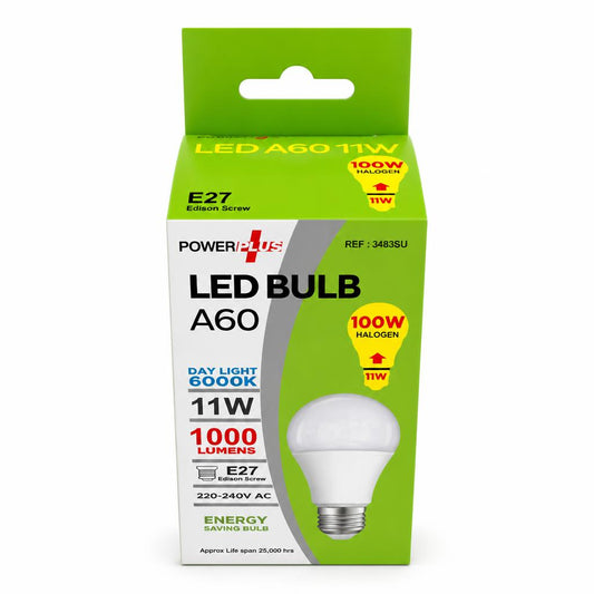 Front view of Powerplus LED Bulb A60 packaging