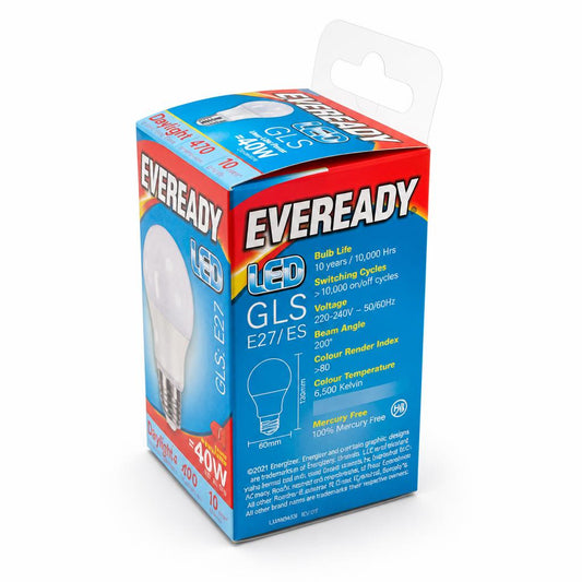 Eveready LED GLS E27 Daylight Bulb back packaging