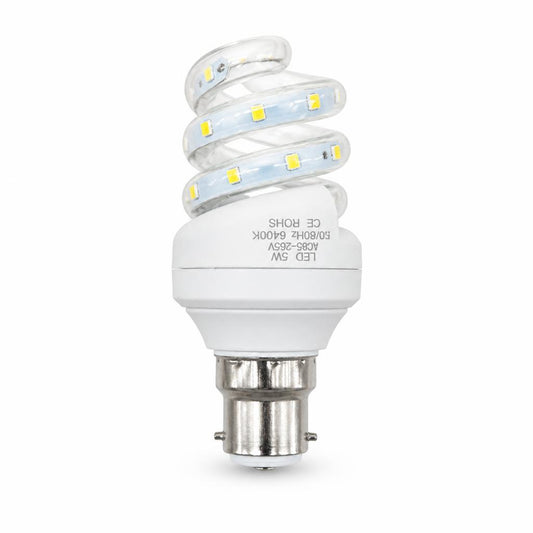 Spiral LED bulb with B22 base